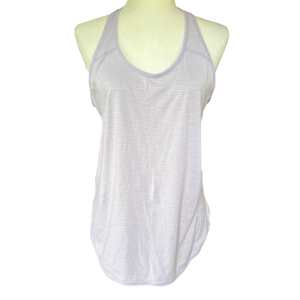 Lululemon Lavender Light Purple Striped Racerback Athletic Long Length Tank Top
